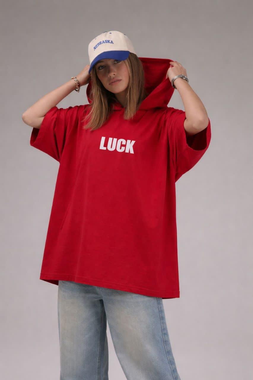 تیشرت لانگ کلاه دار Luck زنانه کد ۲۰۶۹